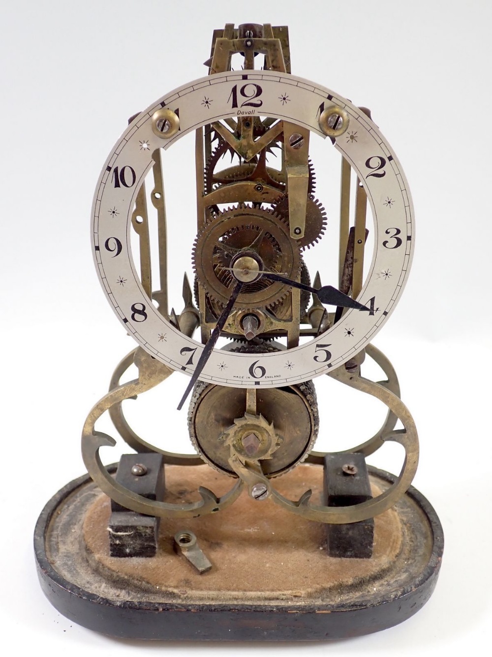 A Davall English made skeleton clock under glass dome - Image 2 of 4