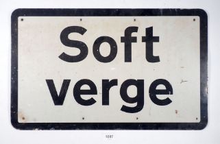 A vintage 'Soft Verge' metal road sign, 34 x 55cm