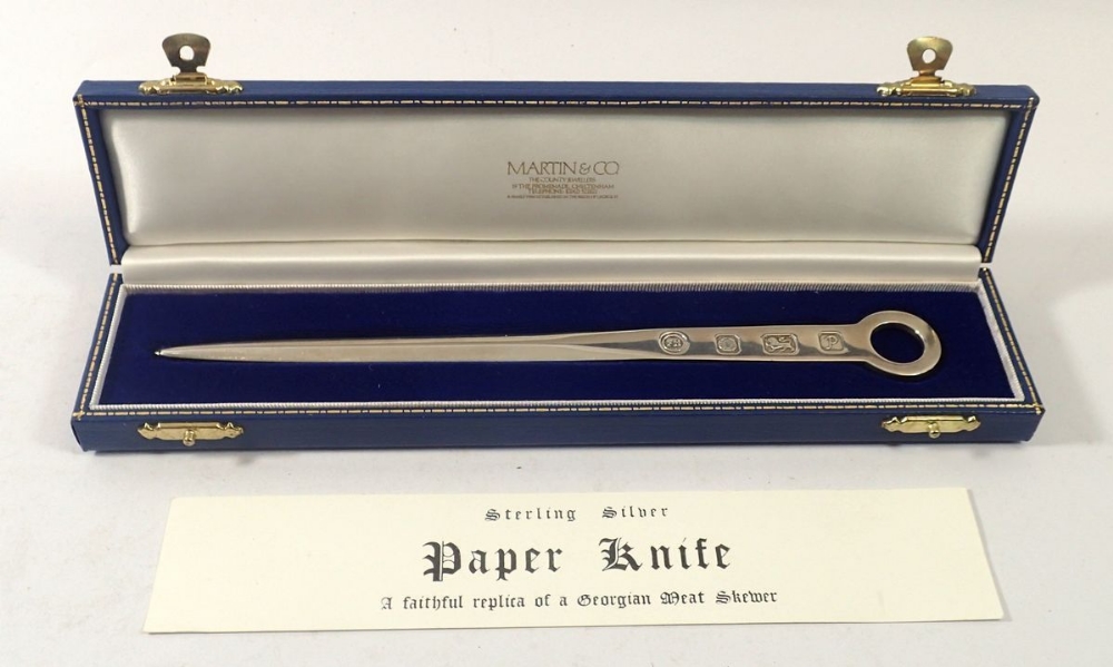 A silver paper knife by Francis Howard Ltd, Sheffield 1989, a faithful replica of a Georgian meat