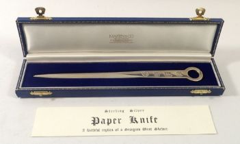 A silver paper knife by Francis Howard Ltd, Sheffield 1989, a faithful replica of a Georgian meat