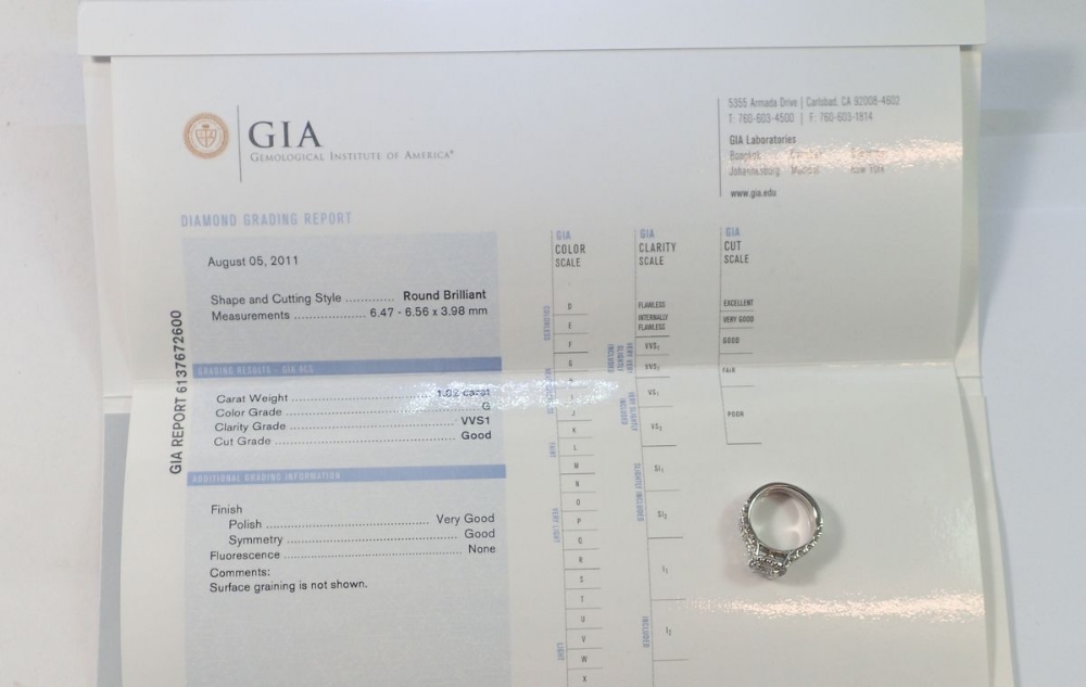 A fine modern platinum ring set brilliant cut diamond within diamond surround, the band half set - Image 6 of 6