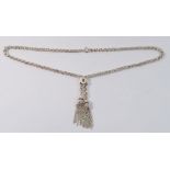 A silver adjustable tassel necklace