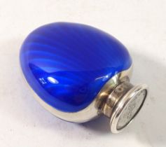 A Scandinavian silver and blue enamel pepper pot, 5cm tall, marked 925