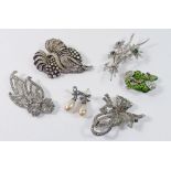 A group of marcasite and paste brooches etc.