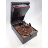 A HMV portable gramophone