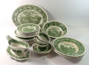 An Adam's 'English Scenic' part dinner service comprising a meat plate, 7 dinner plates, 3 soup