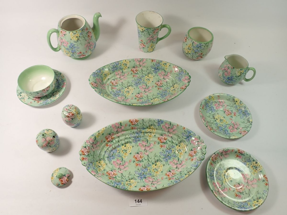 A Shelley Melody group comprising two oval dishes, coffee mug, two saucers, pepper and a pin dish ( - Image 2 of 3