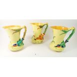 Three Burleigh Ware jugs with kingfisher handles