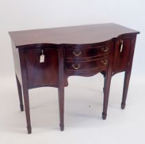 A 19th century mahogany small Georgian style serpentine fronted sideboard with two drawers flanked