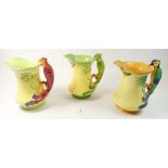 Three Burleigh Ware jugs with parrot handles