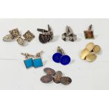 A selection of silver cufflinks