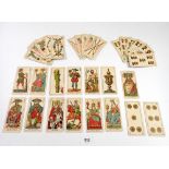 A part set of antique chromolithograph Italian playing cards by Pietro Masenghini di S.