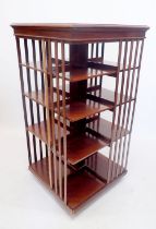 An Edwardian mahogany large square bookcase, this bookcase does not revolve 137cm x 71cm x 71cm