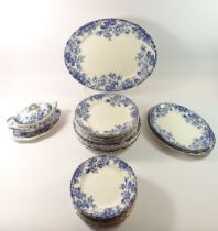 A Keeling & Co Edwardian blue and white dinner service 'Tokio'