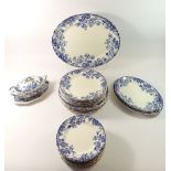 A Keeling & Co Edwardian blue and white dinner service 'Tokio'