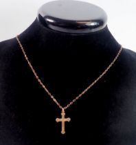 A 9 carat gold crucifix and chain, 1.4g