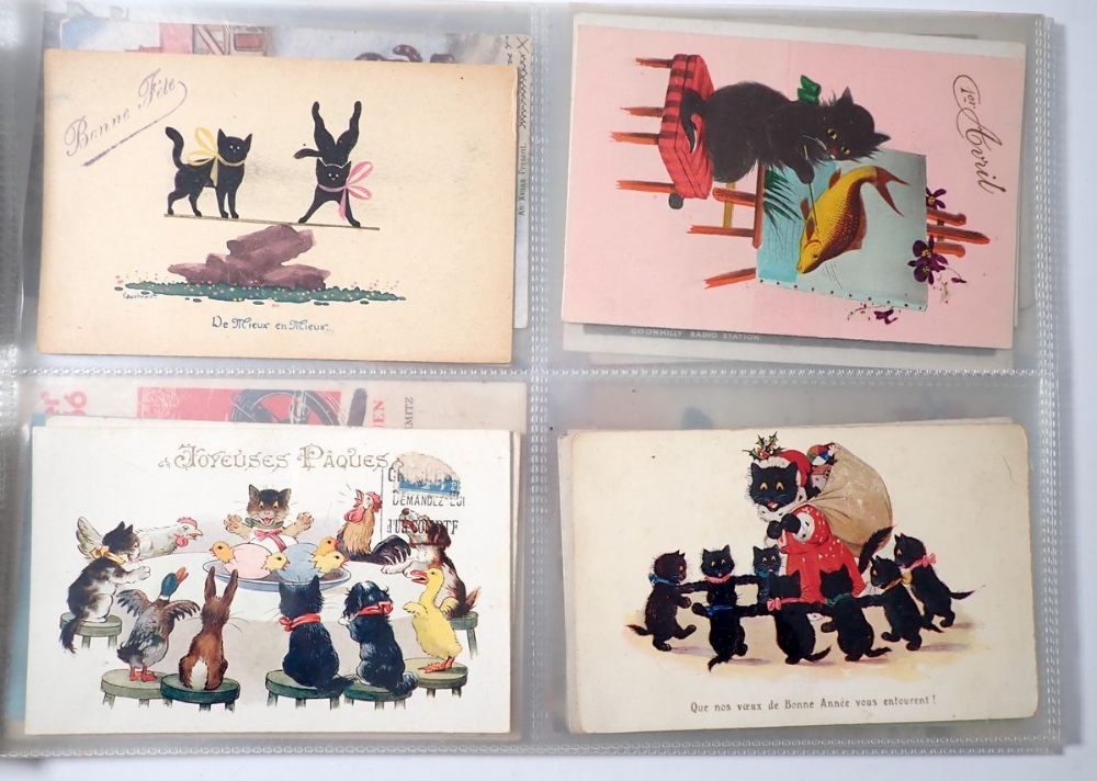 A group of thirty six postcards including cats, one Louis Wain, circus and King Edward VII in his - Image 2 of 9