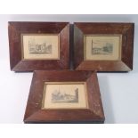 Three small aquatints by Havell of Brentwood Essex, 6 x 9cm