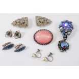 Various costume jewellery including silver marcasite chip brooch etc.