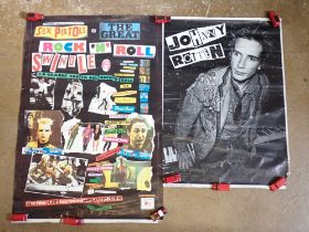 A collection of punk posters including Sex Pistols, largest 100 x 68.5cm - mixed condition