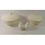 Two Wedgwood Barlaston creamware tureens and two cruets