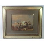 A 19th century watercolour coursing scene with gentlemen, horses and hounds, 21 x 29cm