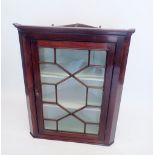 A Georgian mahogany astragal glazed corner cabinet, 81cm wide