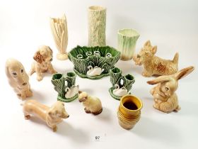 A collection of Sylvac animals and vases