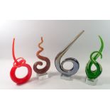 Four various vintage glass sculptures, tallest 28cm