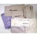 A group of branded dust bags for shoes, bags etc including Marc Jacobs, Jimmy Choo etc.