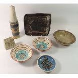A group of Studio pottery including Wye Pottery Clyro vase and dish