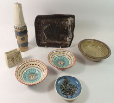 A group of Studio pottery including Wye Pottery Clyro vase and dish