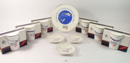 A group of British Airways china including Concorde mugs, pin dishes, plate etc.