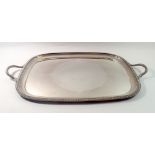 A large rectangular silver plated two handled tray, 54 x 40cm