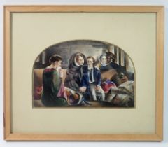 Abraham Solomon 'The Parting' chromolithograph of child in train carriage, 14 x 20cm