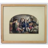 Abraham Solomon 'The Parting' chromolithograph of child in train carriage, 14 x 20cm