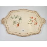 A vintage cream tray printed rosehips, 59cm wide