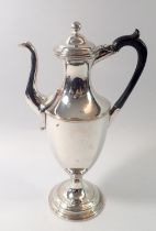 A silver plate on copper neoclassical style coffee pot, 33cm