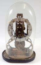 A Davall English made skeleton clock under glass dome