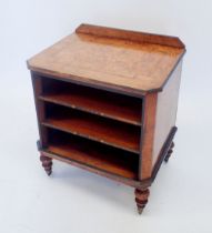 A Victorian walnut low music cabinet on turned feet and casters, 51cm wide x 61cm tall x 39cm deep