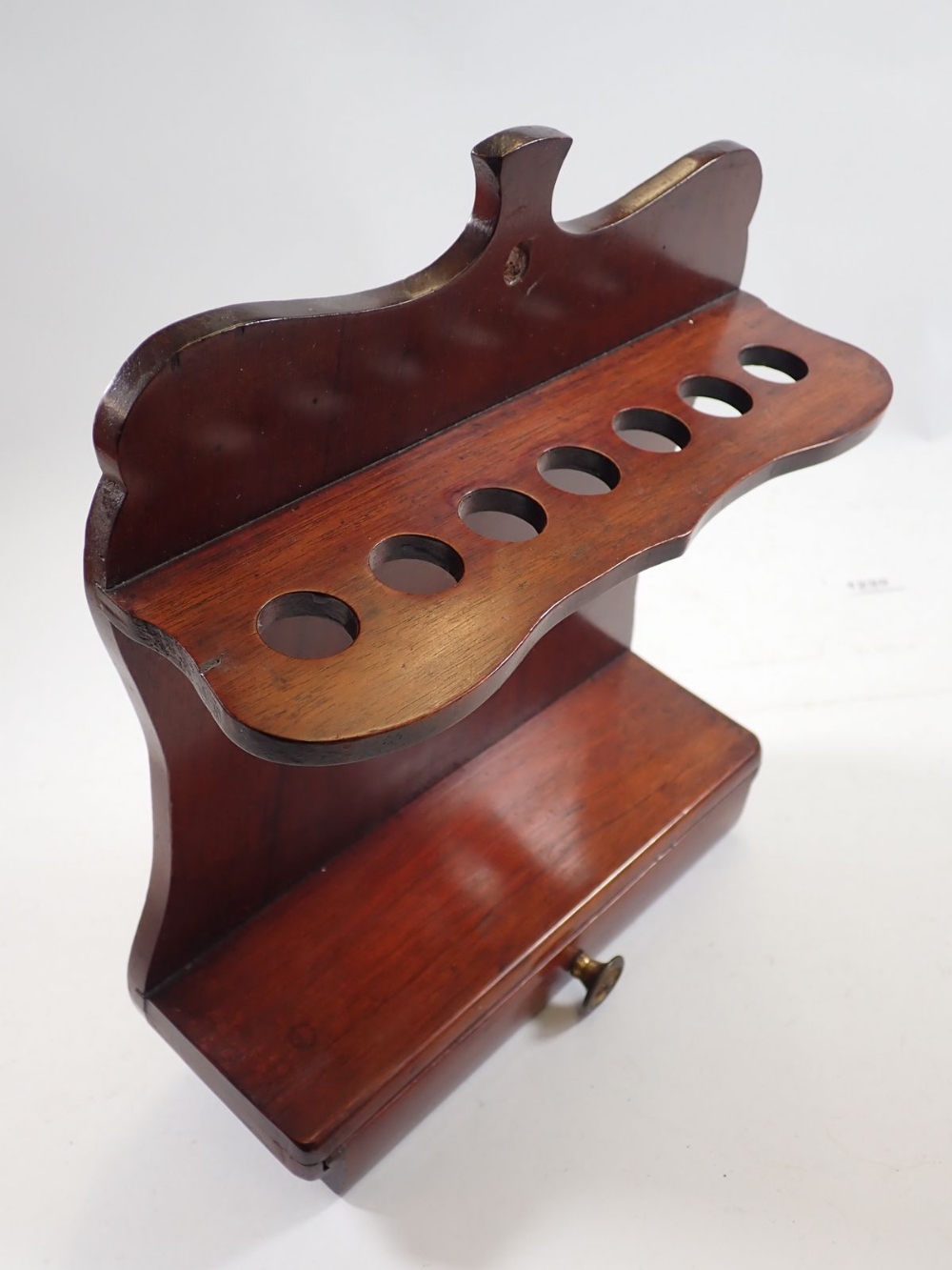 An Edwardian mahogany wall pipe rack and drawer, 29 x 25cm - Image 2 of 2