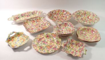 A collection of James Kent chintz including dessert set including Du Barry, Summertime and