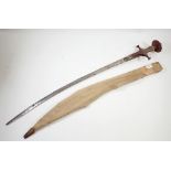A 19th century Ottoman sword with curved steel blade - blade 83cm