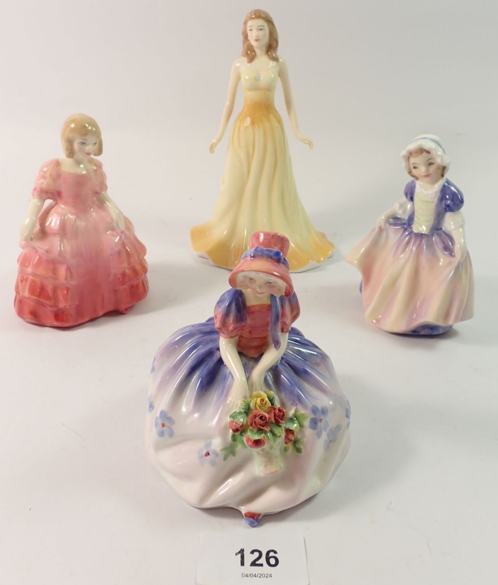 Four various Doulton figures including Dinky Doo HN1678, Rose HN1368, Monica HN1467, October HN4979