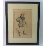 A caricature print of a man in top hat, 25 x 15cm