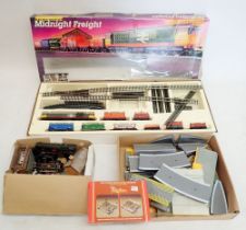 A Hornby Midnight Freight Set, boxed R887, two Triang engines, various track and accessories