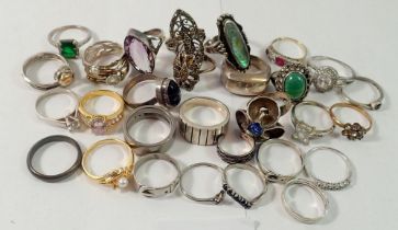 A selection of silver and white metal rings