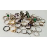 A selection of silver and white metal rings