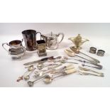 A small group of silver plated items