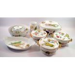A box of various Royal Worcester Evesham serving dishes, tureens, Worcester herbs lidded bowl etc.